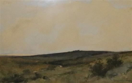 Edgar T Holding watercolour, Moorland scene